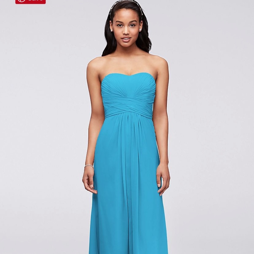 David’s Bridal Long Strapless Chiffon Dress